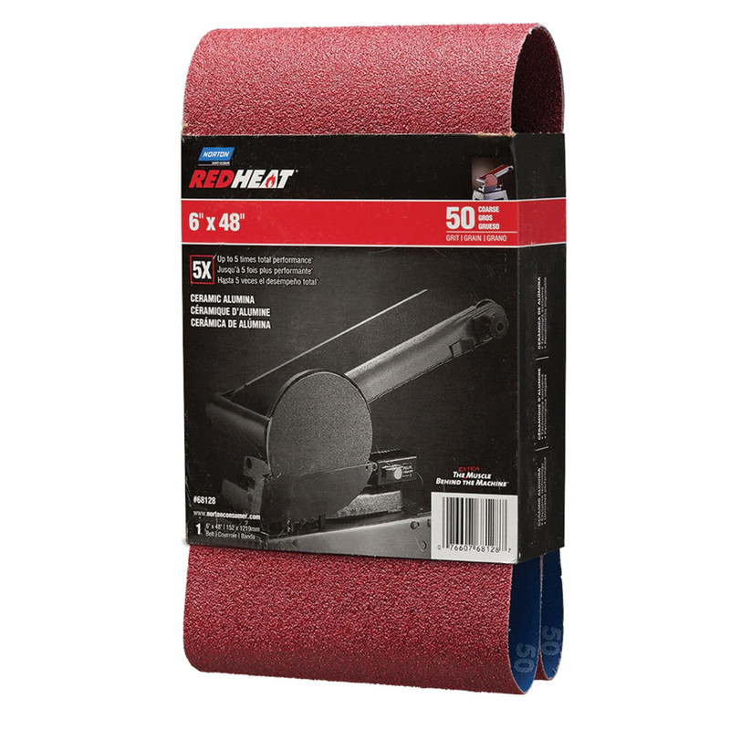 Redheat Ceramic Sanding Belt - Size:6" x 48" - Grit:50 Grit